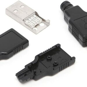 USB Type A Male 4 Pin Plug Socket Connector With Black Plastic Cover