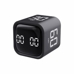 F4 Gravity Sensor Flipping Digital Timer Mini Cube Countdown Alarm Clock Cooking Study Stopwatch - Black